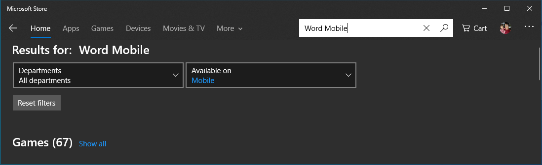 Search for Word Mobile