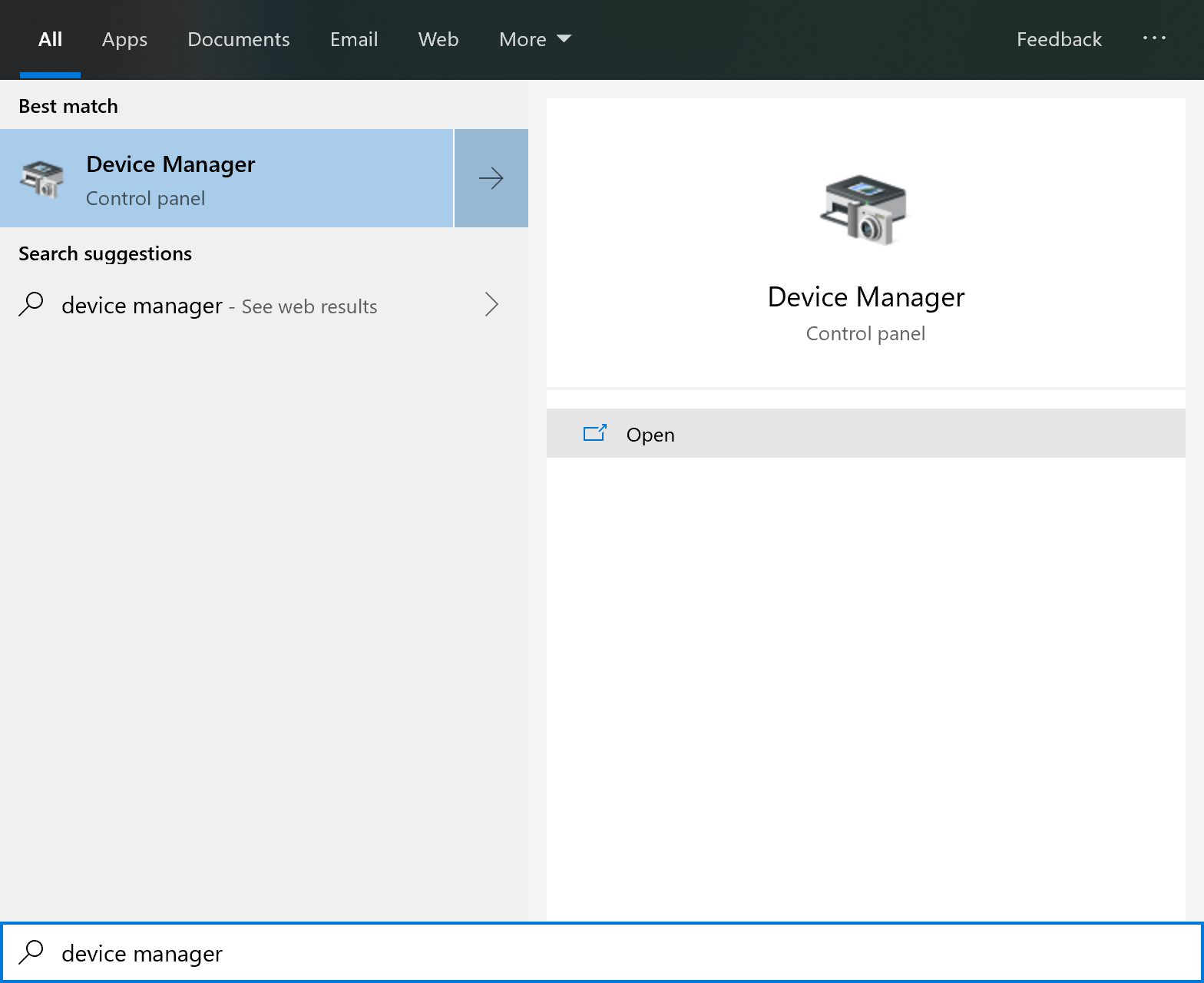 Search for Device Manager