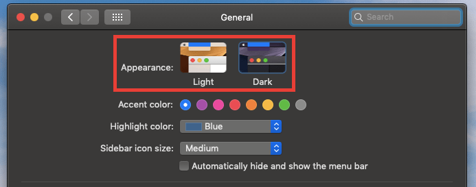 Switch between light and dark mode on Mojave