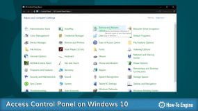 Access Control Panel on Windows 10
