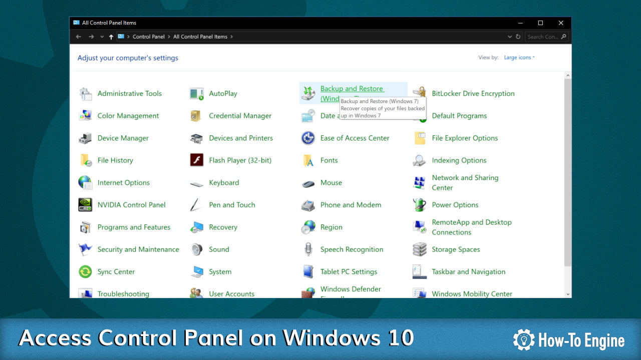 Access Control Panel on Windows 10