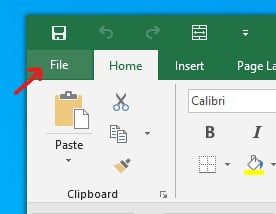 Open Excel File Menu
