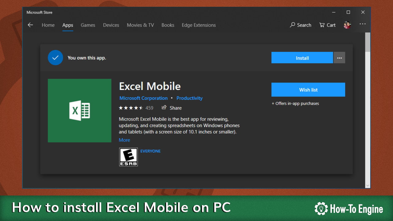 Installing Excel Mobile on PC