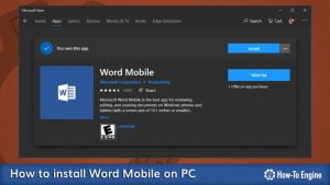 Installing Word Mobile on PC